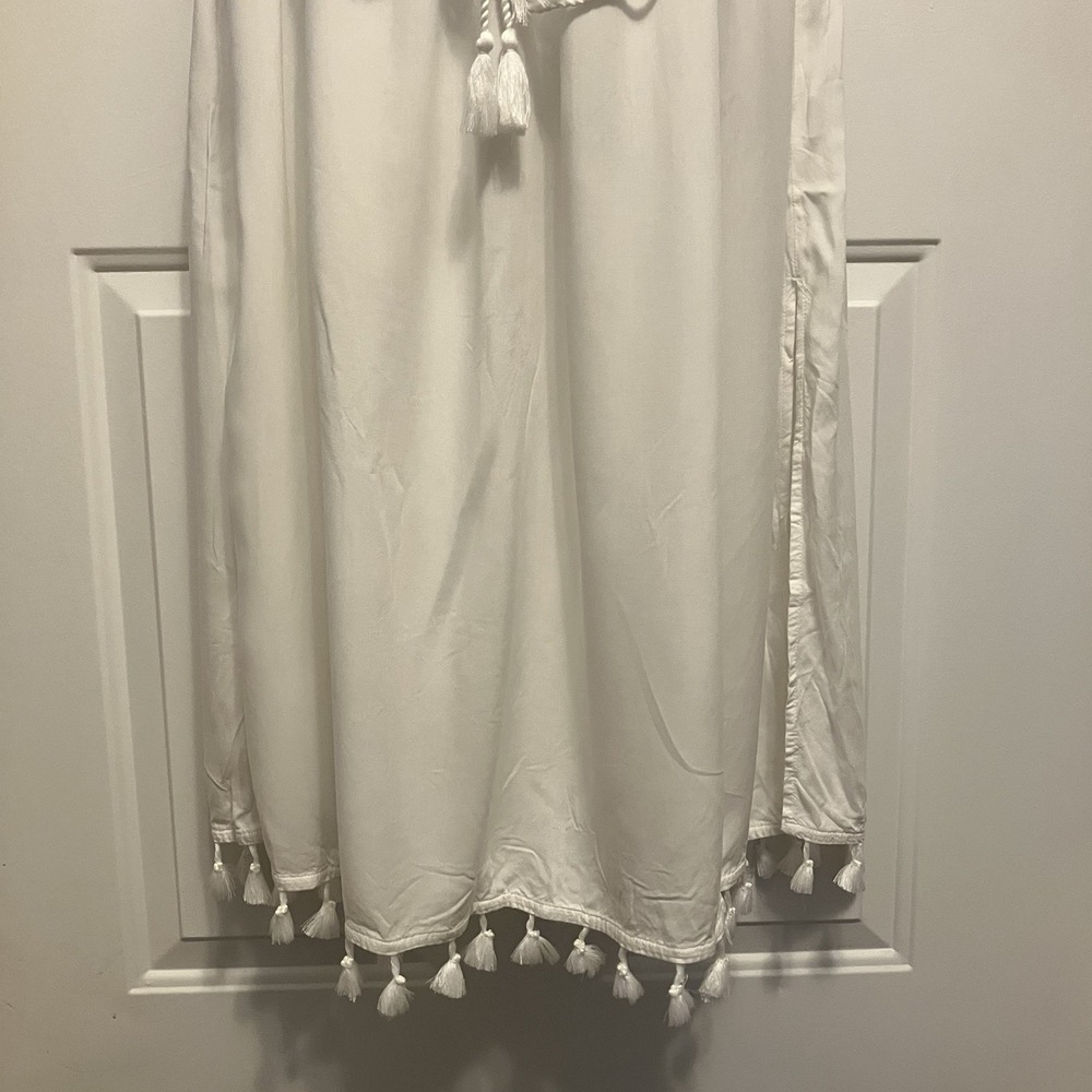 Women's Spiaggia Dolce Sz Medium Elegant White Dress /Party/Beach Tassels Boho - Picture 2 of 7